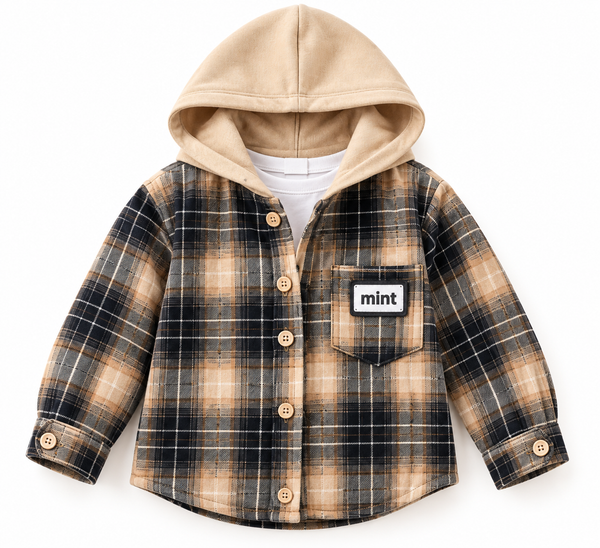 Little Explorer Plaid Hooded Shirt & Denim Set