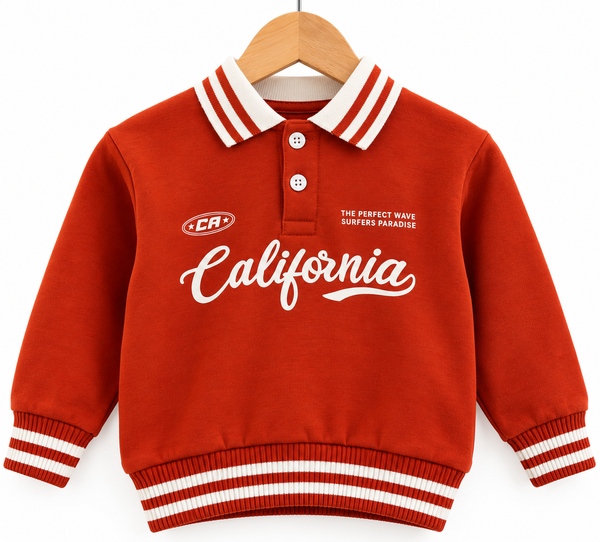 California Striped Collar Kids Sweatshirt