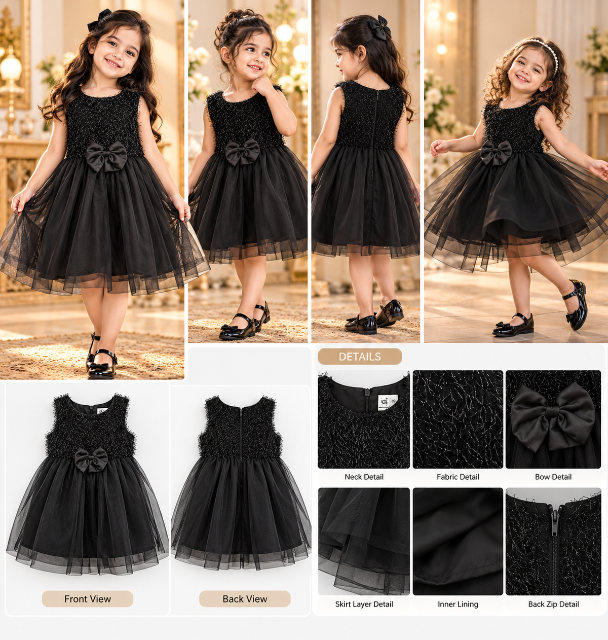 Black Party Wear Girls Frock (photo 3)