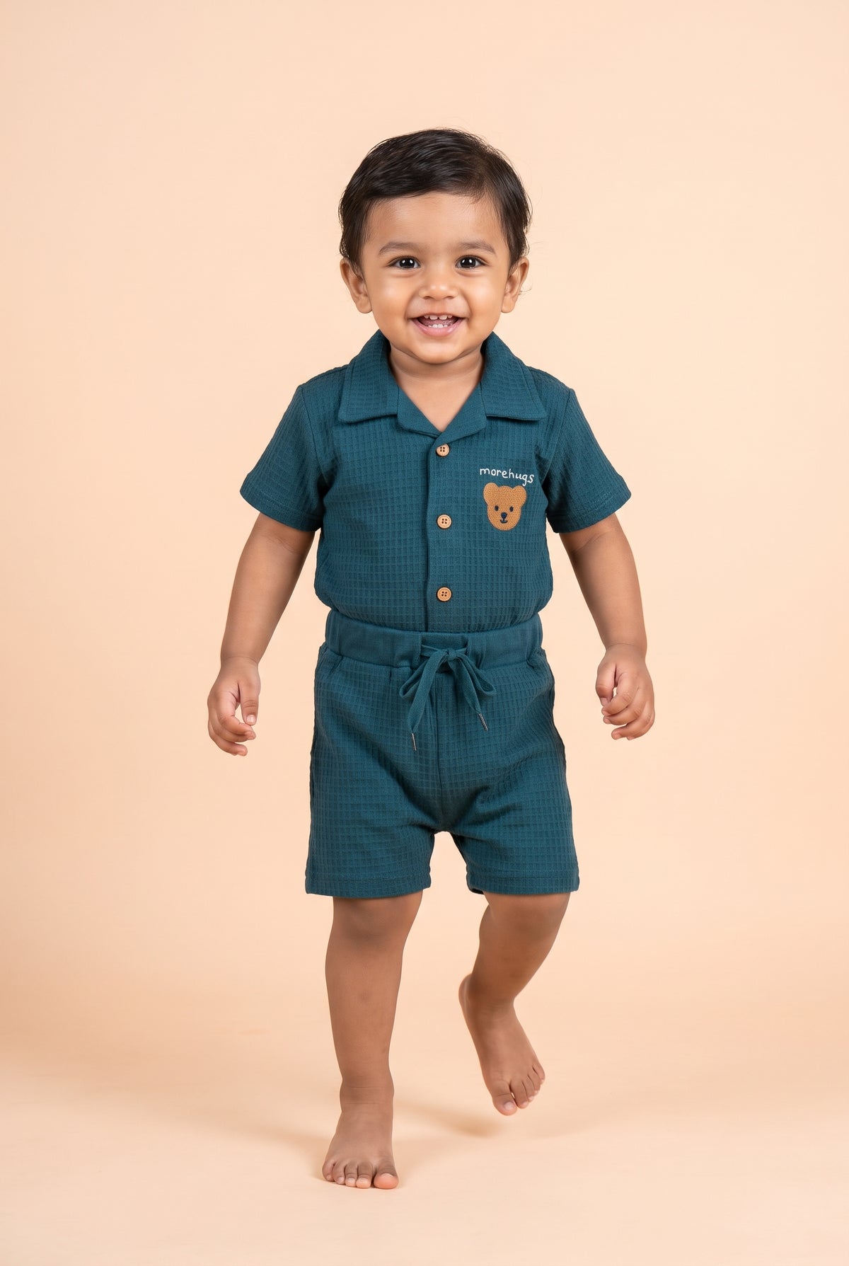 Textured Blue Boys' Shirt and Shorts Set (2 of 4)