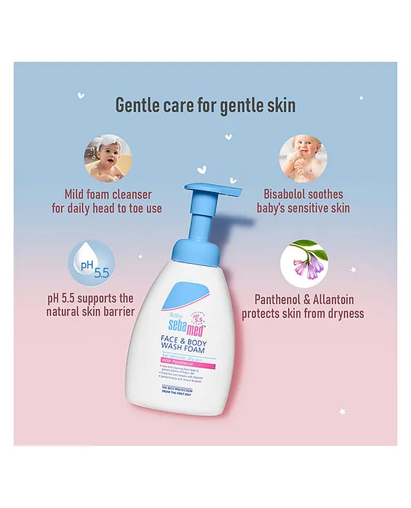 Sebamed Baby Face & Body Wash Foam|pH 5.5|Ideal for face & body cleansing|400 ml