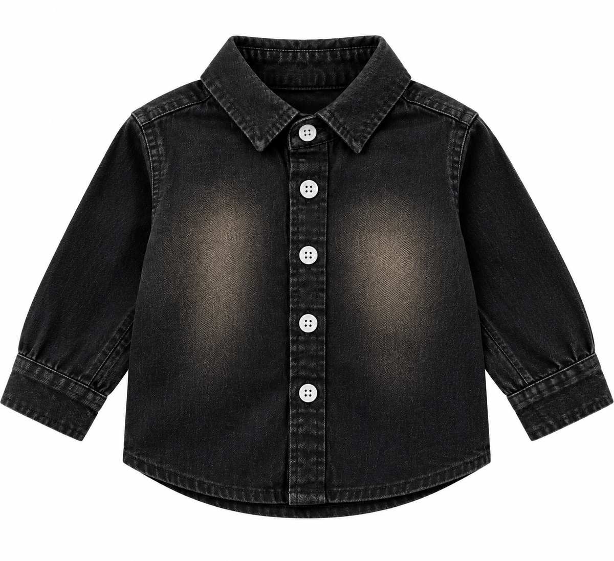 Classic Black Washed Denim Shirt for Kids
