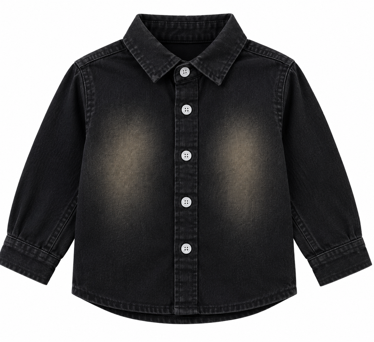 Classic Black Washed Denim Shirt for Kids